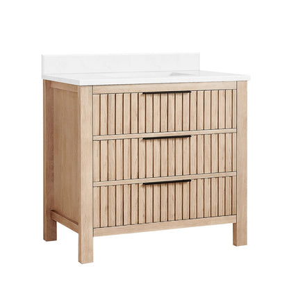 Shenzhen 36" Single Sink Bath Vanity in Aged Natural Oak