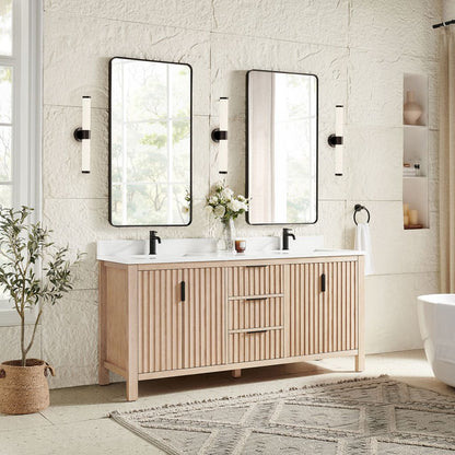 Shenzhen 72" Double Sink Bath Vanity in Aged Natural Oak