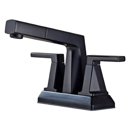 ALPHAUCET Centerset Two-Handle Pull-Out Sprayer Bathroom Faucet in Matte Black