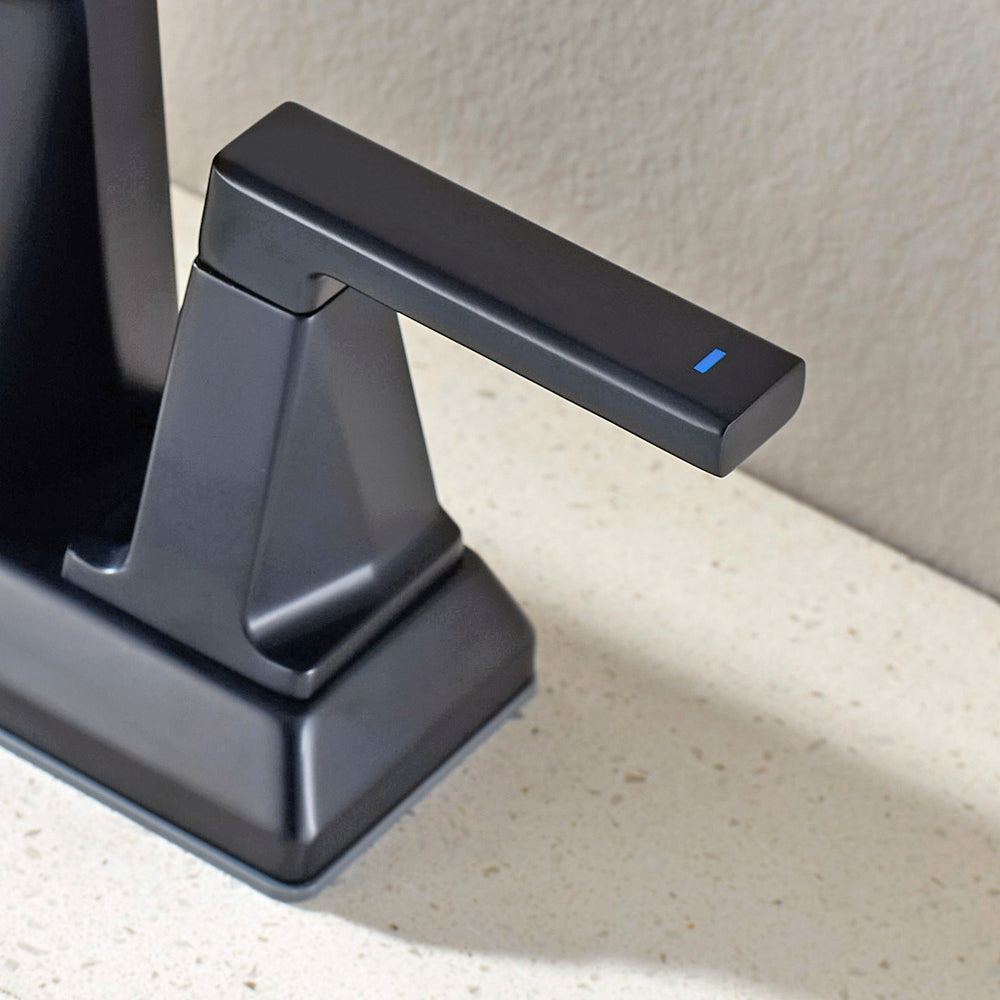 ALPHAUCET Centerset Two-Handle Pull-Out Sprayer Bathroom Faucet in Matte Black