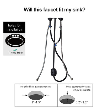 ALPHAUCET Centerset Two-Handle Pull-Out Sprayer Bathroom Faucet in Matte Black
