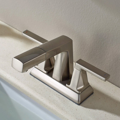 ALPHAUCET Centerset Two-Handle Pull-Out Sprayer Bathroom Faucet in Brushed Nickel