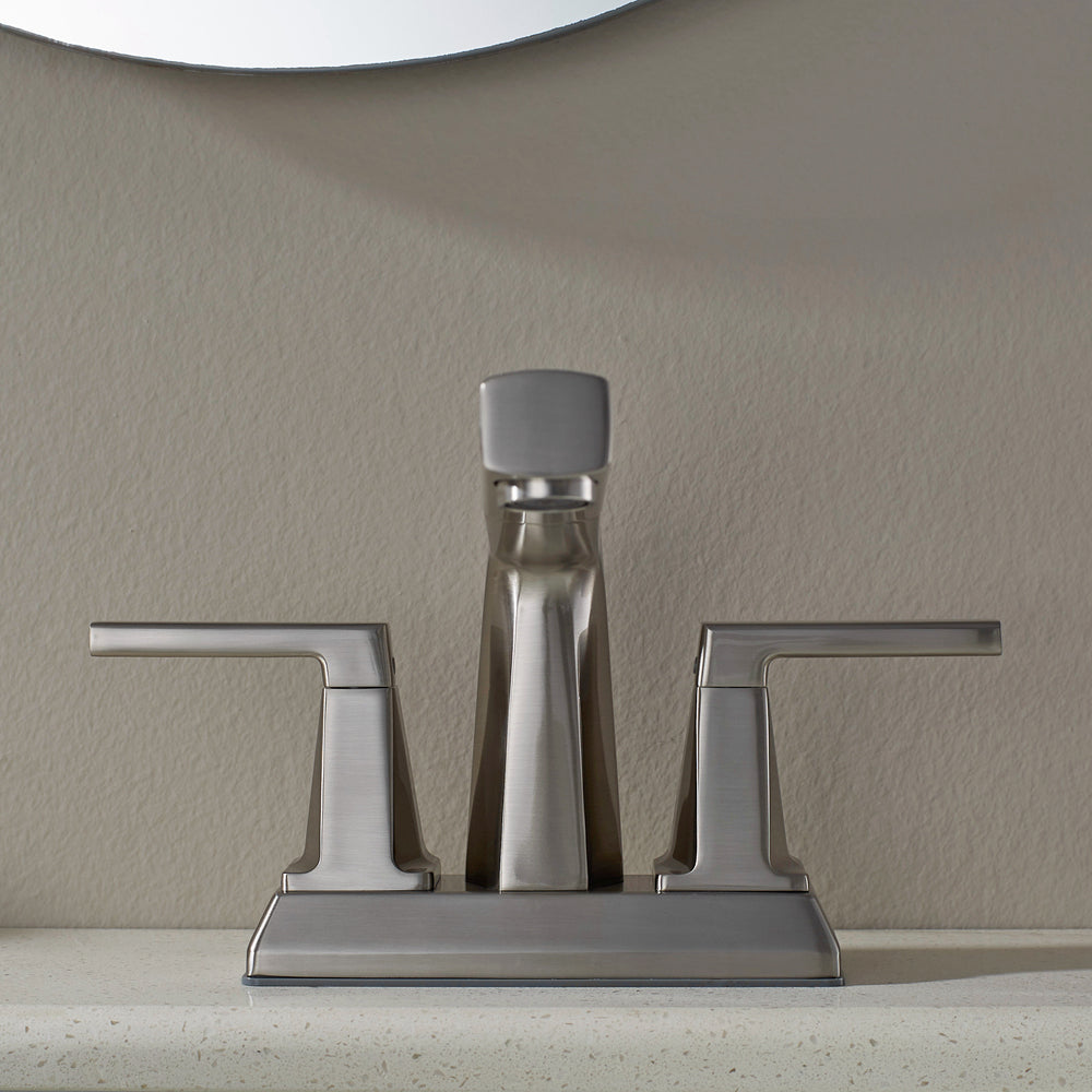 ALPHAUCET Centerset Two-Handle Pull-Out Sprayer Bathroom Faucet in Brushed Nickel