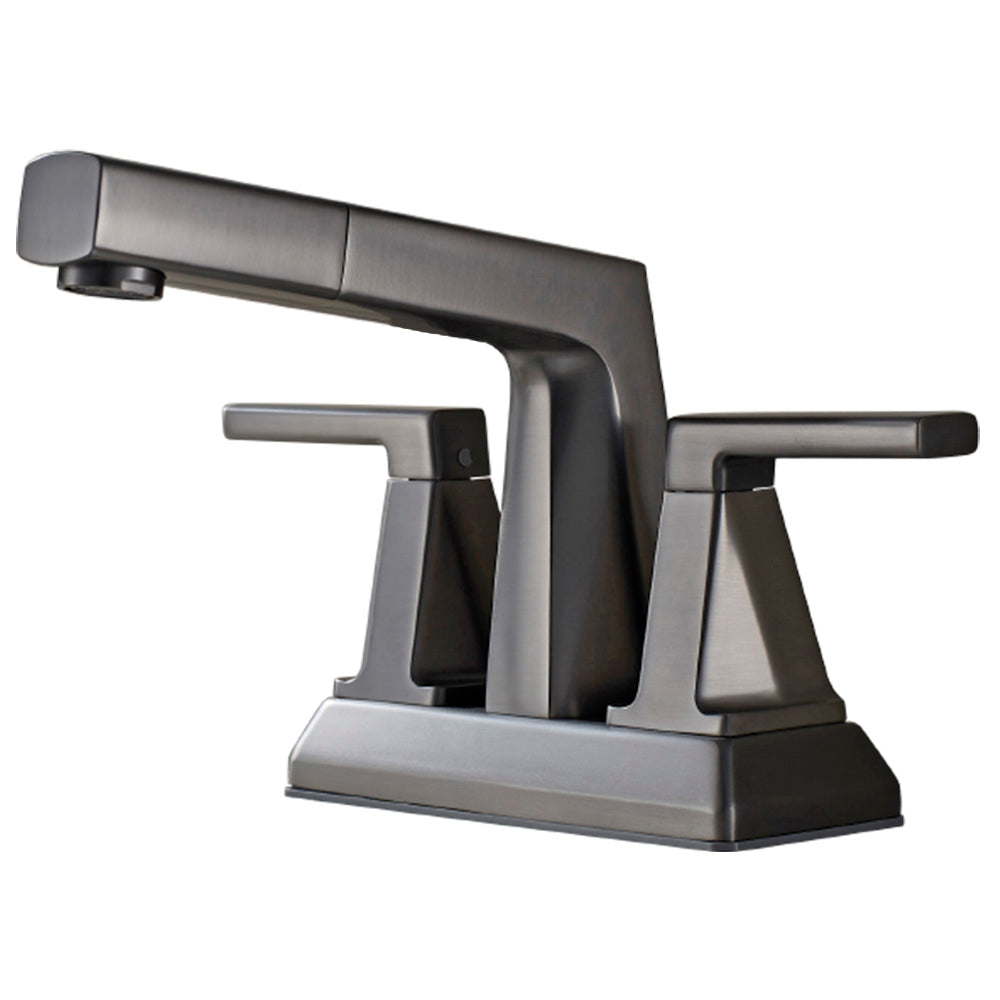 ALPHAUCET Centerset Two-Handle Pull-Out Sprayer Bathroom Faucet in Gun Gray