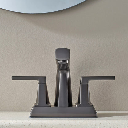 ALPHAUCET Centerset Two-Handle Pull-Out Sprayer Bathroom Faucet in Gun Gray