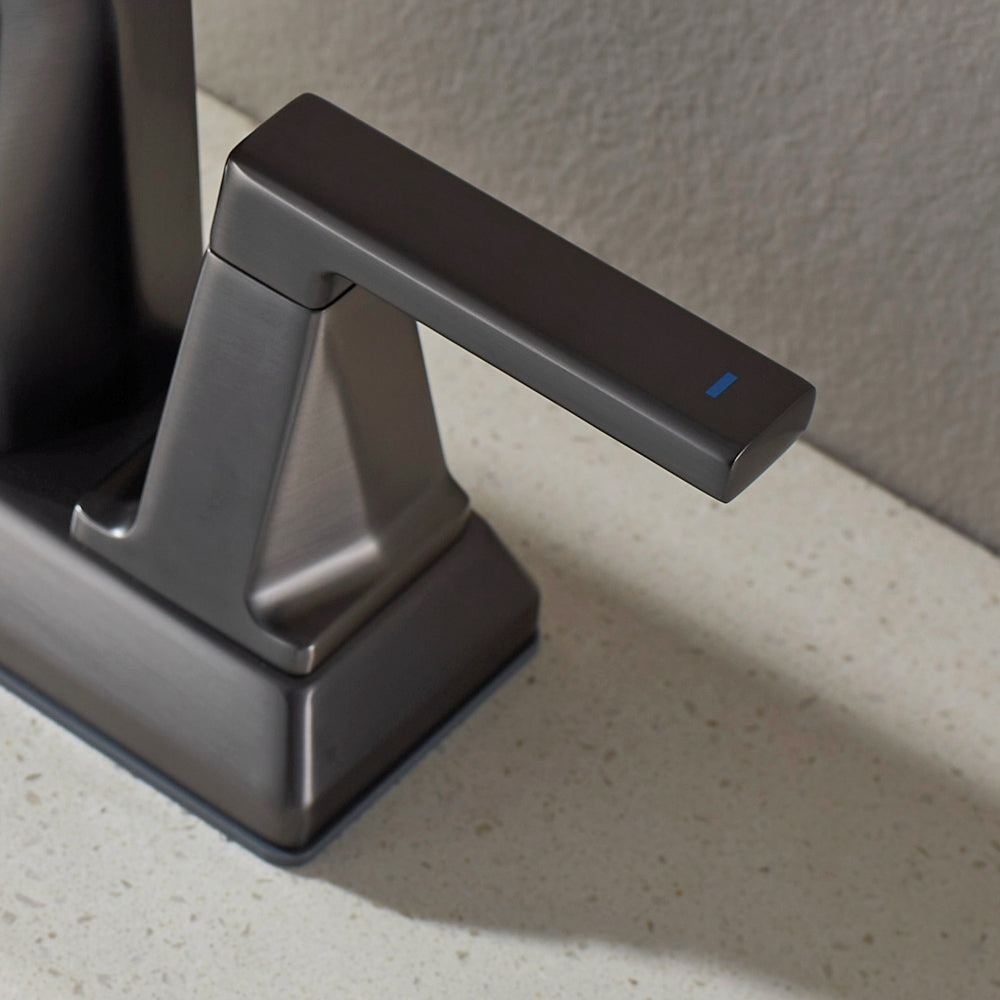ALPHAUCET Centerset Two-Handle Pull-Out Sprayer Bathroom Faucet in Gun Gray