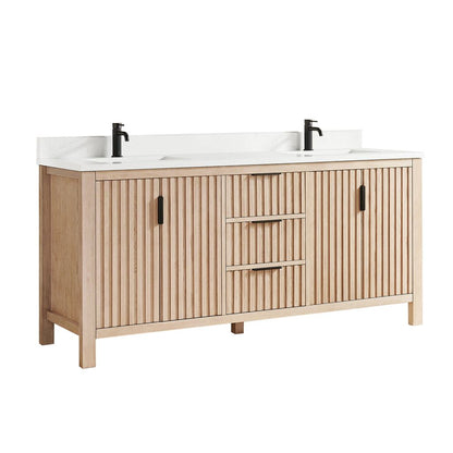 Shenzhen 72" Double Sink Bath Vanity in Aged Natural Oak