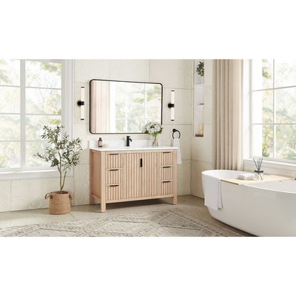 Shenzhen 48" Single Sink Bath Vanity in Aged Natural Oak
