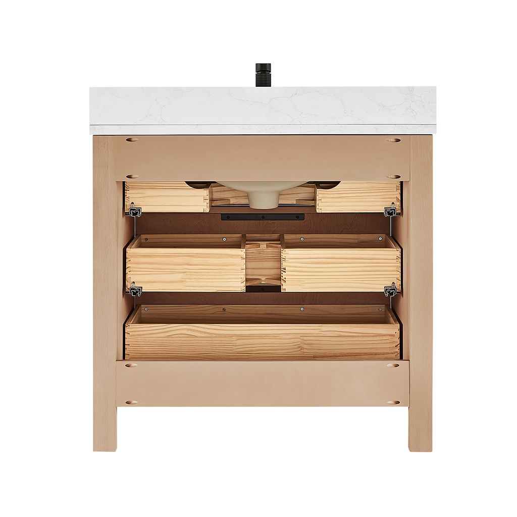 Shenzhen 36" Single Sink Bath Vanity in Aged Natural Oak