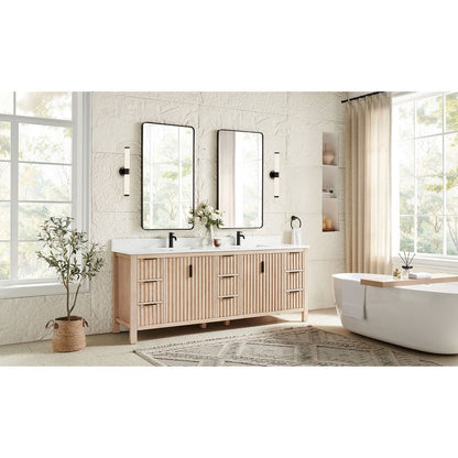Shenzhen 84" Double Sink Bath Vanity in Aged Natural Oak