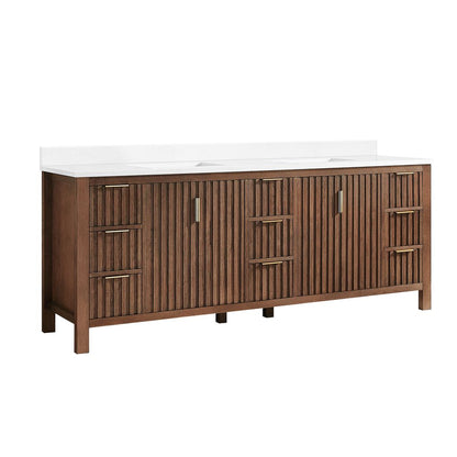 Shenzhen 84" Double Sink Bath Vanity in Aged Dark Brown Oak