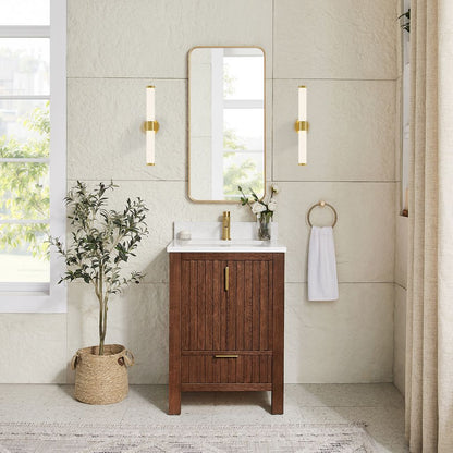 Shenzhen 24" Single Sink Bath Vanity in Aged Dark Brown Oak