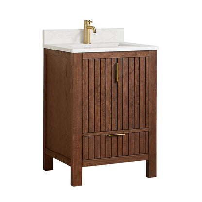 Shenzhen 24" Single Sink Bath Vanity in Aged Dark Brown Oak