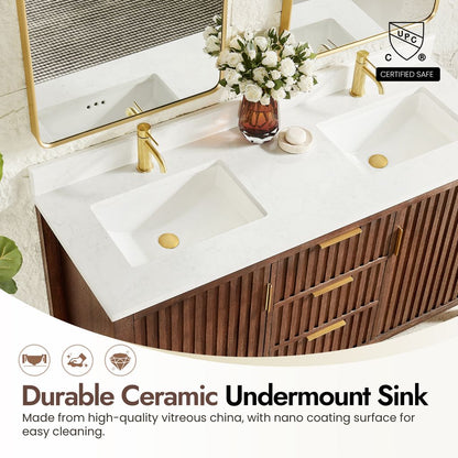Shenzhen 60M" Double Sink Bath Vanity in Aged Dark Brown Oak