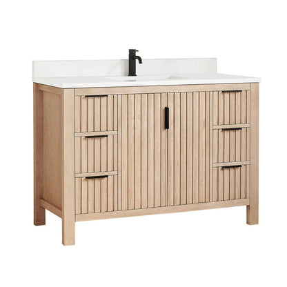 Shenzhen 48" Single Sink Bath Vanity in Aged Natural Oak