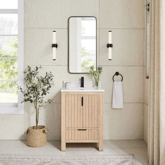 Shenzhen 24" Single Sink Bath Vanity in Aged Natural Oak