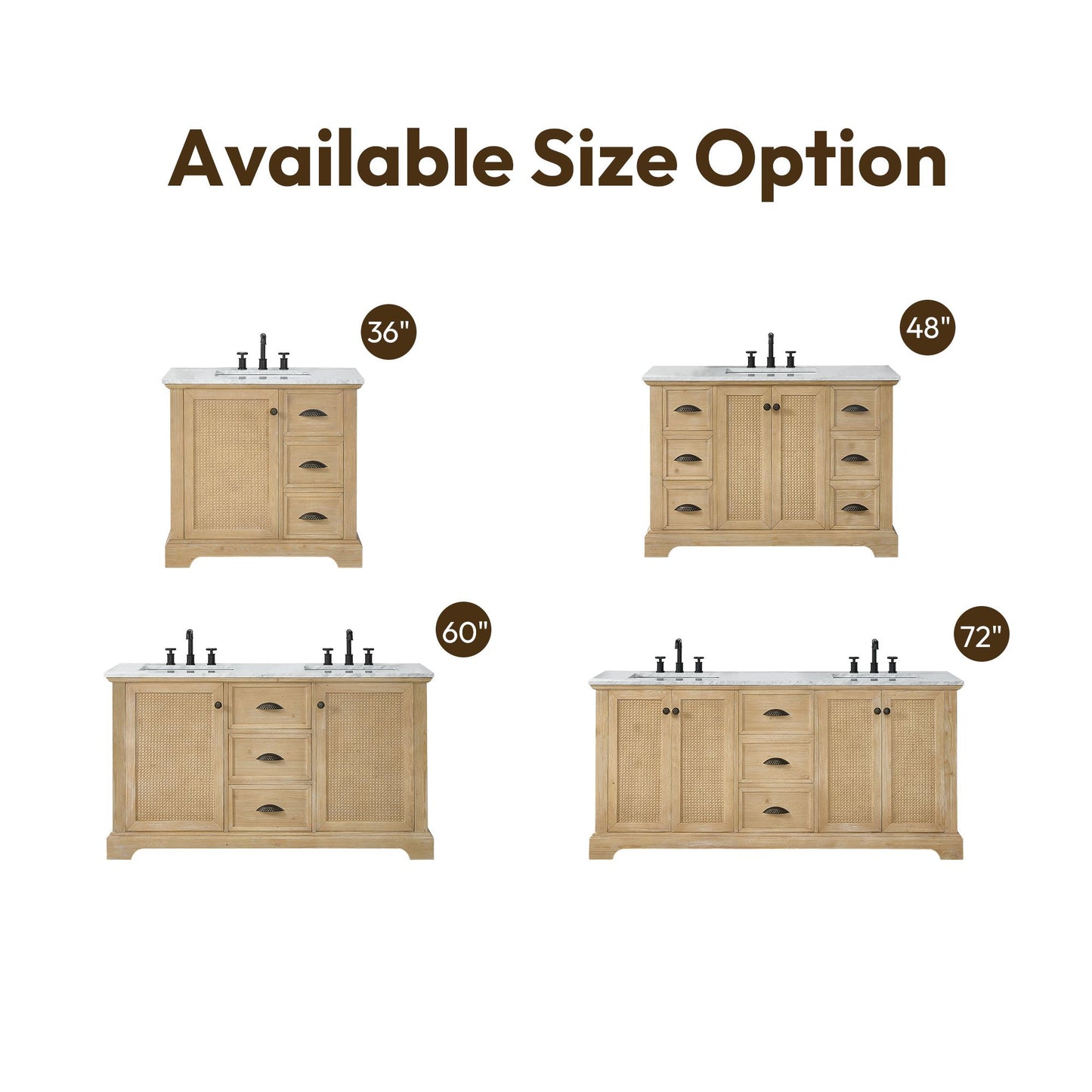 Hervas 72" Free-standing Double Bath Vanity in Fir Wood Brown with White Natural Carrara Marble Top