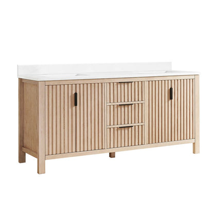 Shenzhen 72" Double Sink Bath Vanity in Aged Natural Oak