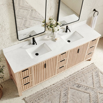 Shenzhen 84" Double Sink Bath Vanity in Aged Natural Oak