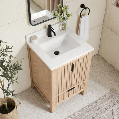Shenzhen 24" Single Sink Bath Vanity in Aged Natural Oak