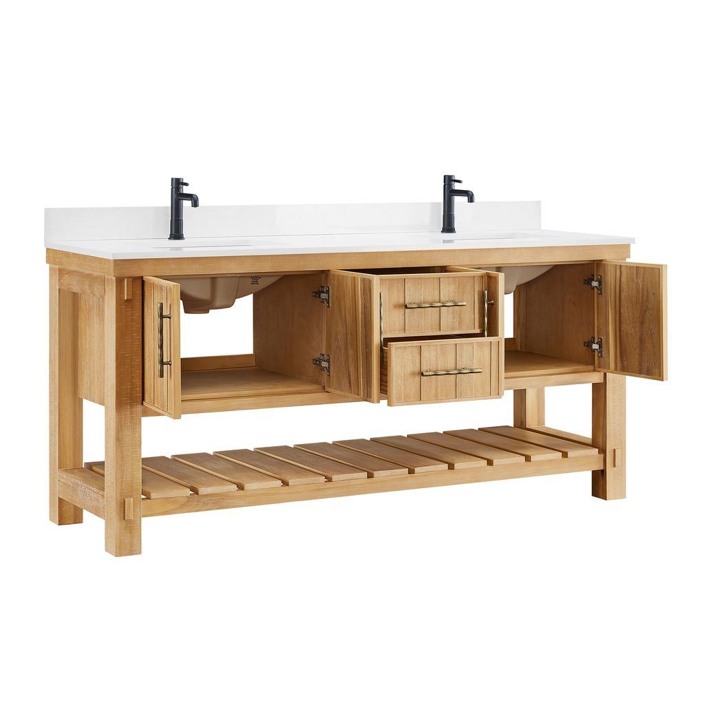 Paris 72" Free-standing Double Bath Vanity in Acacia Classic Grey