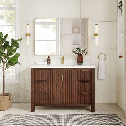 Shenzhen 48" Single Sink Bath Vanity in Aged Dark Brown Oak