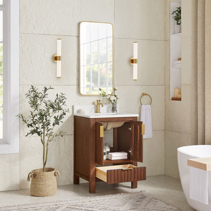 Shenzhen 24" Single Sink Bath Vanity in Aged Dark Brown Oak
