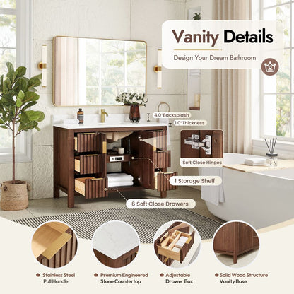 Shenzhen 48" Single Sink Bath Vanity in Aged Dark Brown Oak