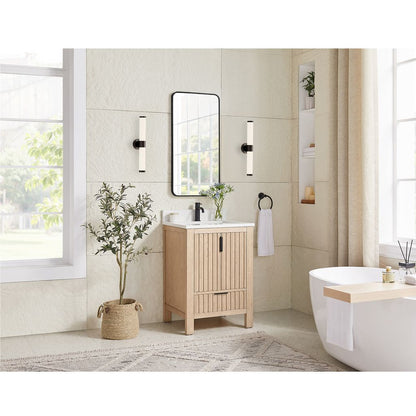 Shenzhen 24" Single Sink Bath Vanity in Aged Natural Oak