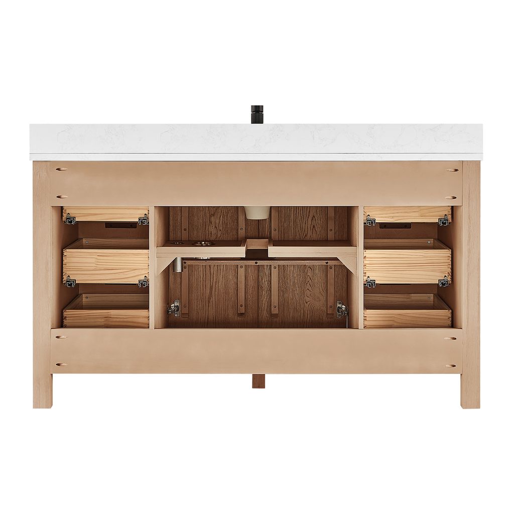 Shenzhen 60" Single Sink Bath Vanity in Aged Natural Oak