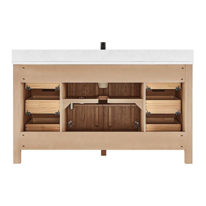 Shenzhen 60" Single Sink Bath Vanity in Aged Natural Oak