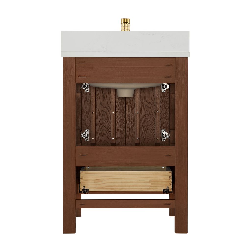 Shenzhen 24" Single Sink Bath Vanity in Aged Dark Brown Oak
