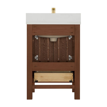 Shenzhen 24" Single Sink Bath Vanity in Aged Dark Brown Oak