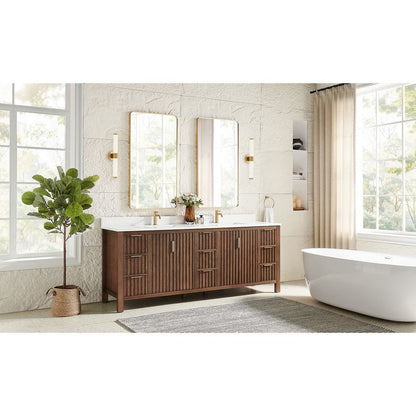 Shenzhen 84" Double Sink Bath Vanity in Aged Dark Brown Oak