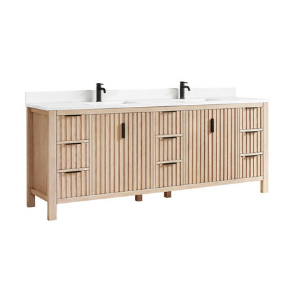 Shenzhen 84" Double Sink Bath Vanity in Aged Natural Oak