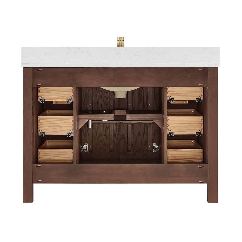 Shenzhen 48" Single Sink Bath Vanity in Aged Dark Brown Oak