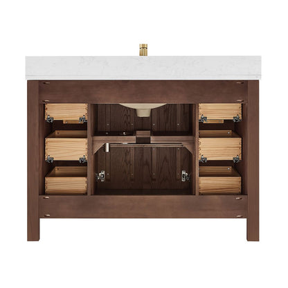 Shenzhen 48" Single Sink Bath Vanity in Aged Dark Brown Oak