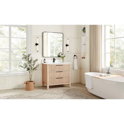 Shenzhen 36" Single Sink Bath Vanity in Aged Natural Oak
