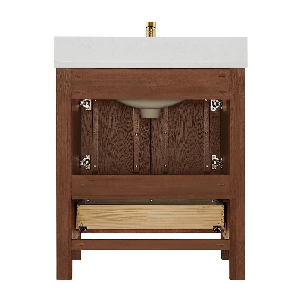 Shenzhen 30" Single Sink Bath Vanity in Aged Dark Brown Oak