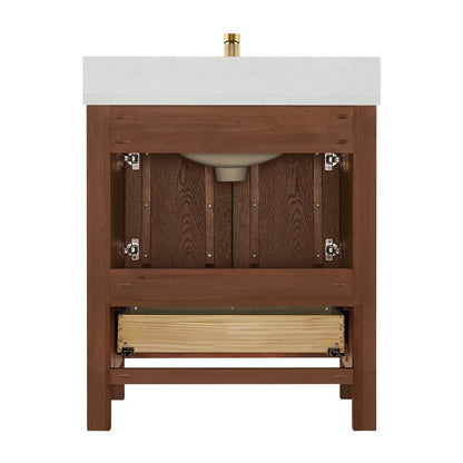 Shenzhen 30" Single Sink Bath Vanity in Aged Dark Brown Oak