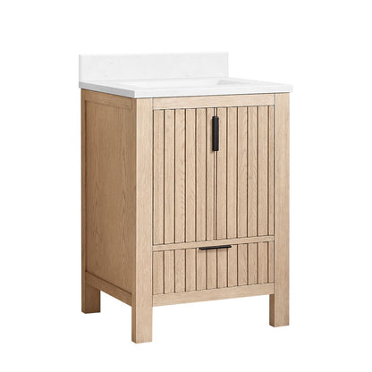 Shenzhen 24" Single Sink Bath Vanity in Aged Natural Oak
