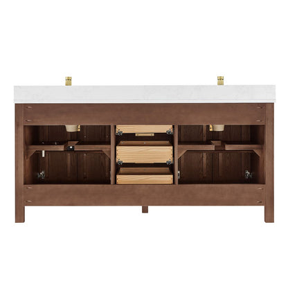 Shenzhen 72" Double Sink Bath Vanity in Aged Dark Brown Oak