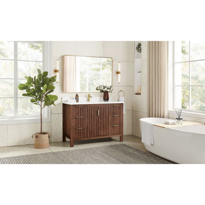 Shenzhen 48" Single Sink Bath Vanity in Aged Dark Brown Oak