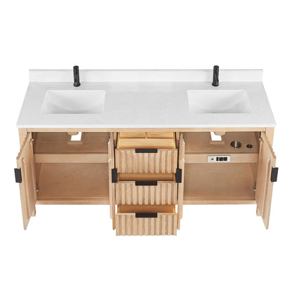 Shenzhen 72" Double Sink Bath Vanity in Aged Natural Oak