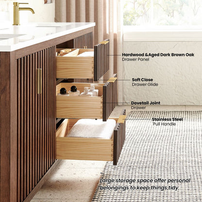 Shenzhen 60M" Double Sink Bath Vanity in Aged Dark Brown Oak