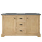 Hervas 60M" Free-standing Double Bath Vanity in Fir Wood Brown with Black Natural Celestite Marble Top