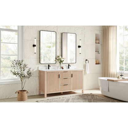 Shenzhen 60M" Double Sink Bath Vanity in Aged Natural Oak