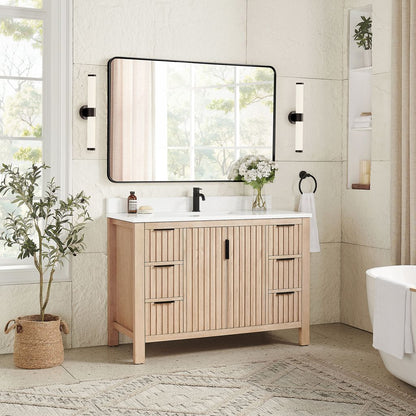 Shenzhen 48" Single Sink Bath Vanity in Aged Natural Oak