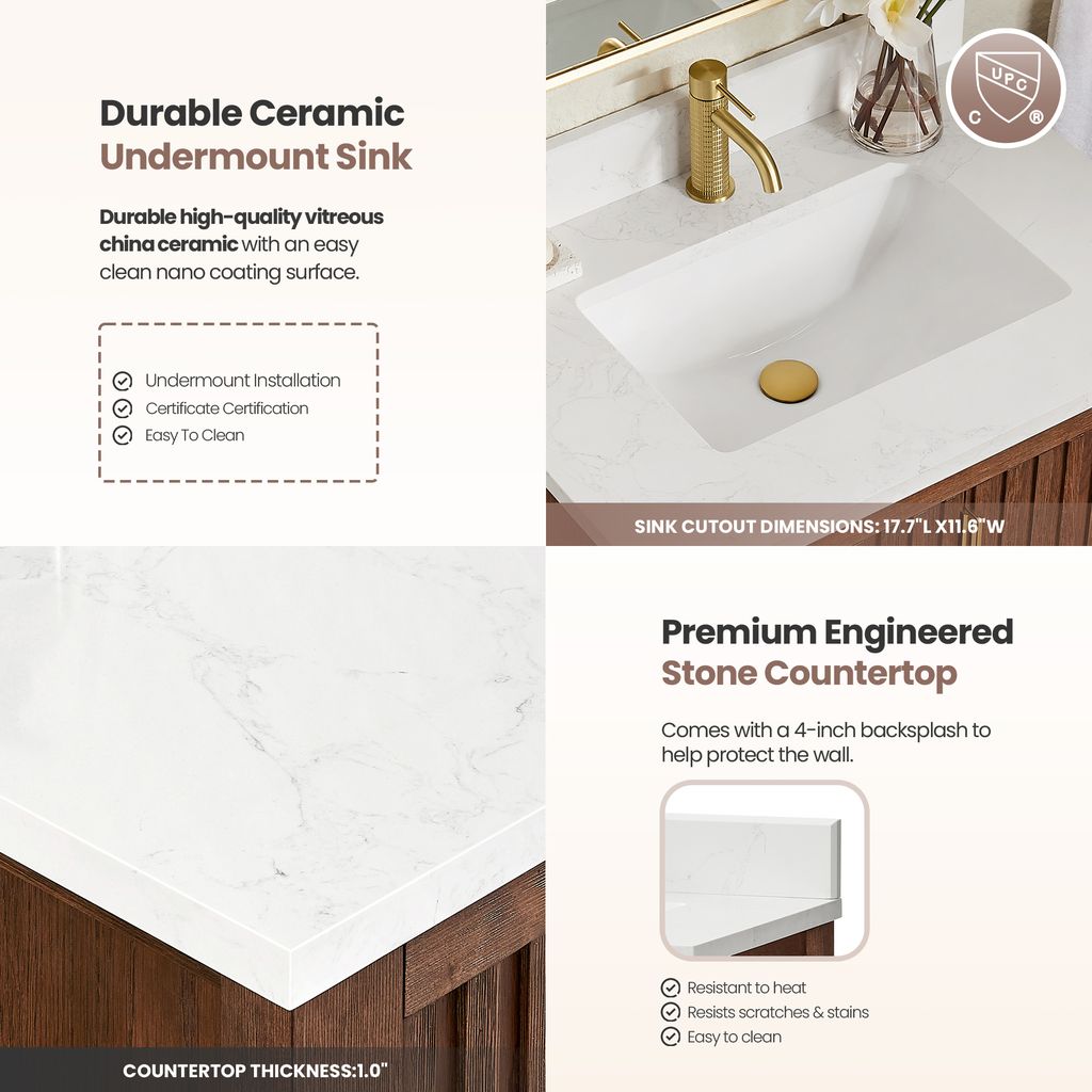 Shenzhen 30" Single Sink Bath Vanity in Aged Dark Brown Oak