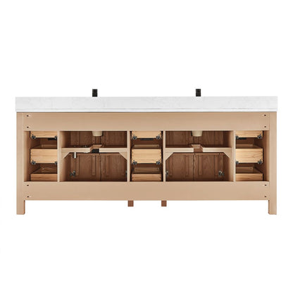 Shenzhen 84" Double Sink Bath Vanity in Aged Natural Oak